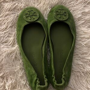 Tory Burch Olive Suede Flats